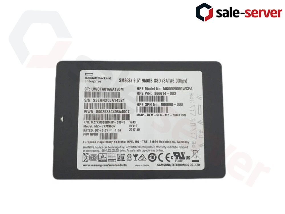 НОВЫЙ 960GB SATAIII HPE MK000960GWCFA (SM863a)